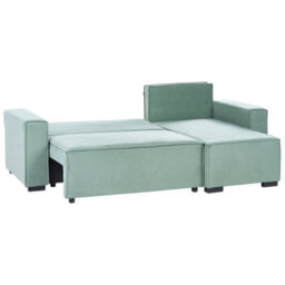 Beliani Corner Sofa Bed 3 Seater Edane Fabric Light Green With Storage Left Hand - thumbnail 5