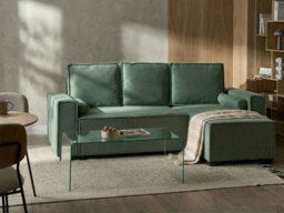 Beliani Corner Sofa Bed 3 Seater Edane Fabric Light Green With Storage Left Hand - thumbnail 2