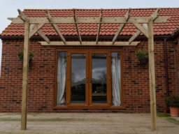 Arbor Garden Solutions Lean To Wooden Garden Pergola Kit - Orchid Design Wall Mounted Gazebo, 2.4M X 3.6M (Rustic Brown Finish) - thumbnail 3