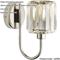 Loops Indoor Bright Nickel Plate Wall Light - Clear Glass Shade - Dimmable 6W Led E14 - thumbnail 2