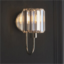 Loops Indoor Bright Nickel Plate Wall Light - Clear Glass Shade - Dimmable 6W Led E14 - thumbnail 3