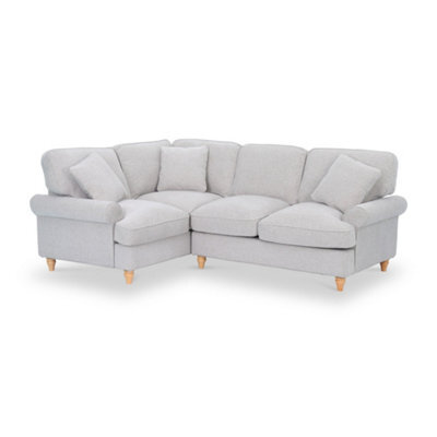 Alfie Woven Left Hand Light Grey Corner Sofa For Living Room - Fully Assembled By Roseland Furniture - image 1