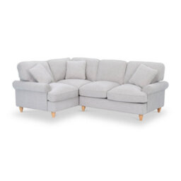 Alfie Woven Left Hand Light Grey Corner Sofa For Living Room - Fully Assembled By Roseland Furniture - thumbnail 1
