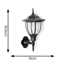 Valuelights Pack Of 2 Traditional Black Lantern Solar Wall Lights Outdoor Garden Fence Solar Lights - thumbnail 6