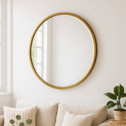 Agenzia 14 Large Antique Gold Round Metal Mirror 80Cm Diameter