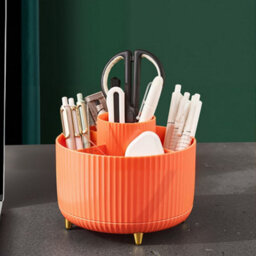 Thehotsale Orange Tabletop Rotating Cosmetic Storage Organizer - thumbnail 3