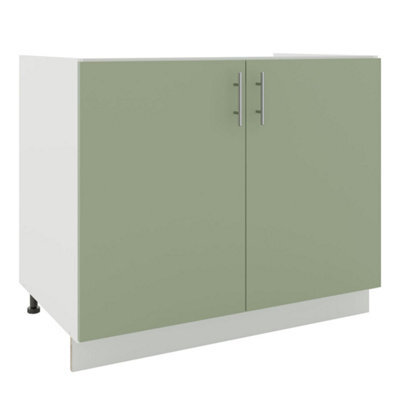 Jd Greta Adjustable Legs Kitchen Sink Unit 1000mm Cabinet With Doors - Sage Green Matt - image 1