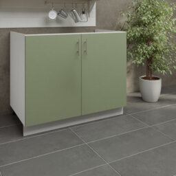 Jd Greta Adjustable Legs Kitchen Sink Unit 1000mm Cabinet With Doors - Sage Green Matt - thumbnail 2