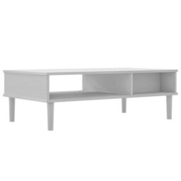 Berkfield Modern Coffee Table Senja Rattan Look White 100X55X33 Cm Solid Wood - thumbnail 8
