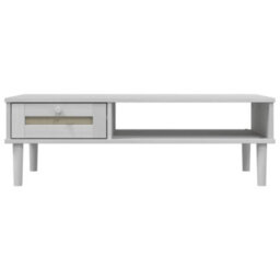 Berkfield Modern Coffee Table Senja Rattan Look White 100X55X33 Cm Solid Wood - thumbnail 5