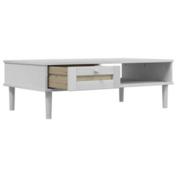 Berkfield Modern Coffee Table Senja Rattan Look White 100X55X33 Cm Solid Wood - thumbnail 6