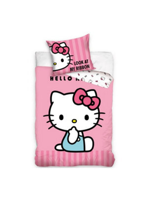 Hello Kitty Ribbon Single Duvet Cover And Pillowcase Set - European Size