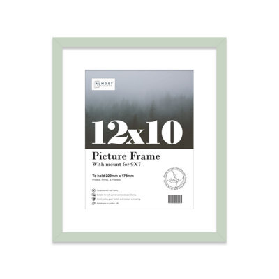 "12X10"" Mint Green Frame With Mount For 9X7"" Pictures 20mm Slim Edge Portrait And Landscape Display With Wall Hooks And Kickstand" - image 1