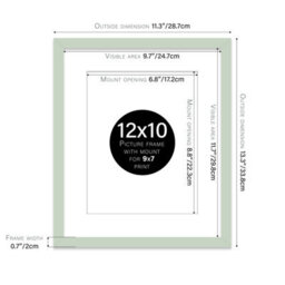 "12X10"" Mint Green Frame With Mount For 9X7"" Pictures 20mm Slim Edge Portrait And Landscape Display With Wall Hooks And Kickstand" - thumbnail 2