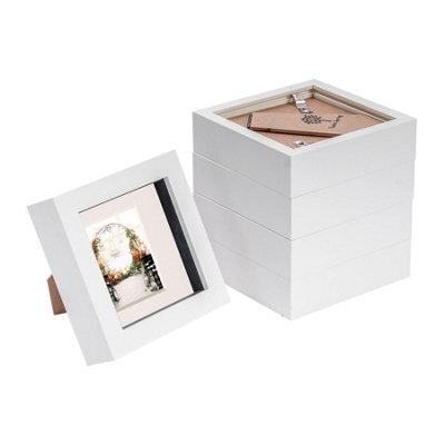 "Nicola Spring 4 X 4"" Photo Frames - White/ivory Mount - 3D Picture Frame Box Portrait Display Case (12.5 X 12.5Cm) Set Of 5" - image 1