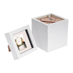 "Nicola Spring 4 X 4"" Photo Frames - White/ivory Mount - 3D Picture Frame Box Portrait Display Case (12.5 X 12.5Cm) Set Of 5" - thumbnail 1