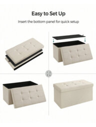 LEDREM Storage Ottoman Bench, 38 X 76 X 38 Cm, End Of Bed Bench, Storage Chest, For Living Room, Bedroom, Entryway, White - thumbnail 3