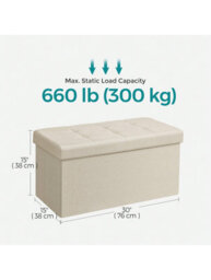 LEDREM Storage Ottoman Bench, 38 X 76 X 38 Cm, End Of Bed Bench, Storage Chest, For Living Room, Bedroom, Entryway, White - thumbnail 7