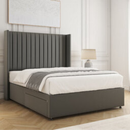 Bsspoke Manhattans Divan Bed Grey Plush Velvet With 54Inch Headboard & Mattress No Drawers In Single Double King 4Ft6 6Ft - thumbnail 2
