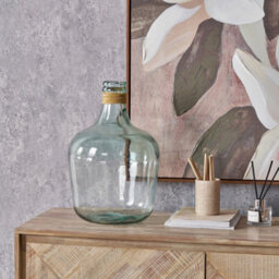 Pacific Lifestyle Medium Clear Recycled Glass Bottle Vase With Raffia Neck