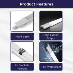 Pack Of 30 Bright Source 5Ft Led Batten Light Ip65 Cool White 4000K 24W 2400Lm Waterproof Integrated Led - thumbnail 4