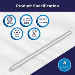 Pack Of 30 Bright Source 5Ft Led Batten Light Ip65 Cool White 4000K 24W 2400Lm Waterproof Integrated Led - thumbnail 3