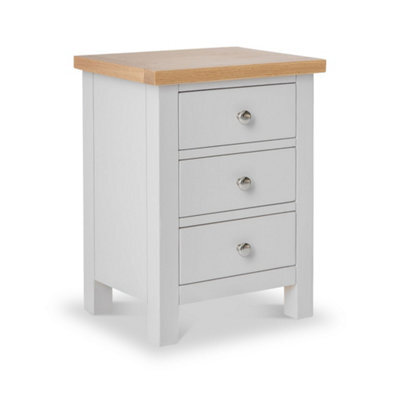Farro Grey Bedside Table - Fully Assembled 3 Drawer Cabinet - By Roseland Furniture - image 1
