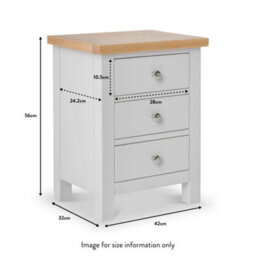 Farro Grey Bedside Table - Fully Assembled 3 Drawer Cabinet - By Roseland Furniture - thumbnail 7