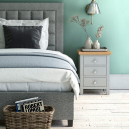 Farro Grey Bedside Table - Fully Assembled 3 Drawer Cabinet - By Roseland Furniture - thumbnail 2