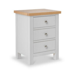 Farro Grey Bedside Table - Fully Assembled 3 Drawer Cabinet - By Roseland Furniture - thumbnail 1