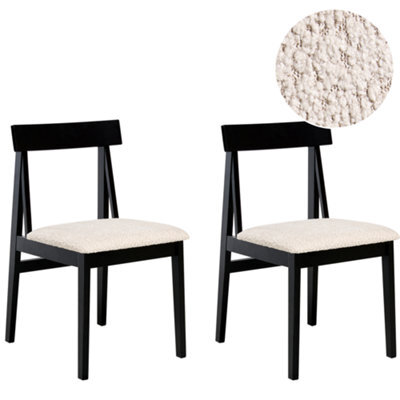 Beliani Set Of 2 Dining Chairs Isle Wood Black/ Beige - image 1