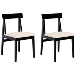 Beliani Set Of 2 Dining Chairs Isle Wood Black/ Beige - thumbnail 4