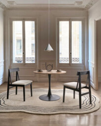 Beliani Set Of 2 Dining Chairs Isle Wood Black/ Beige - thumbnail 2