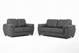 Lugo 3+2 Sofa Set Faux Leather Grey - thumbnail 1