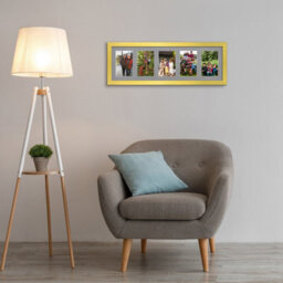 AK Frames 26X8 Gold Modern Multi Photo Frame With Mid Grey Mount - Holds 5 Apertures (5X) 6X4 Photos - thumbnail 3