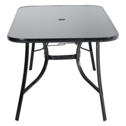 Living And Home Black Rectangular Metallic And Tempered Glass Garden Dinging Table With Parasol Hole Outdoor 150 Cm - thumbnail 4