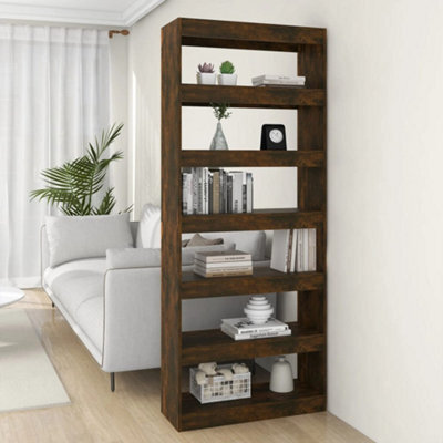 Berkfield Book Cabinet/room Divider Smoked Oak 80X30X198 Cm Engineered Wood - image 1