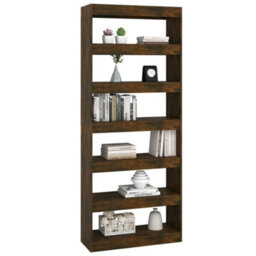Berkfield Book Cabinet/room Divider Smoked Oak 80X30X198 Cm Engineered Wood - thumbnail 6