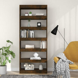 Berkfield Book Cabinet/room Divider Smoked Oak 80X30X198 Cm Engineered Wood - thumbnail 5