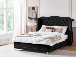 Beliani Bed Velvet Ayette 180 X 200 Cm (Eu Super King) Black - thumbnail 2