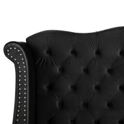 Beliani Bed Velvet Ayette 180 X 200 Cm (Eu Super King) Black - thumbnail 8