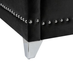 Beliani Bed Velvet Ayette 180 X 200 Cm (Eu Super King) Black - thumbnail 9