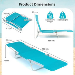 Gainoom 2 Pieces Outdoor Folding Chaise Lounge 5-Position Beach Recliner Portable Sun Tanning Chair Camping Cot - thumbnail 2