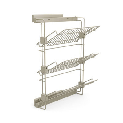 Emuca Pull-Out Side Shoe Rack For Closets And Walk-In Closets Hack, Left, Painted Stone Grey, Steel - image 1