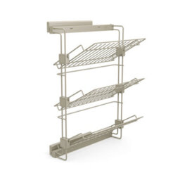 Emuca Pull-Out Side Shoe Rack For Closets And Walk-In Closets Hack, Left, Painted Stone Grey, Steel