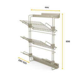 Emuca Pull-Out Side Shoe Rack For Closets And Walk-In Closets Hack, Left, Painted Stone Grey, Steel - thumbnail 4