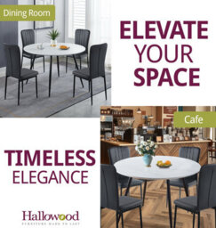 Hallowood Furniture Cullompton Large Round Dining Table 120Cm, White Marble Effect Top, With 4 Black Faux Leather High Back Chairs - thumbnail 6