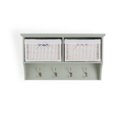 Statement Furniture Tetbury 2 White Wicker Basket And Cream Cushion Hallway Set - Sage Green - thumbnail 8