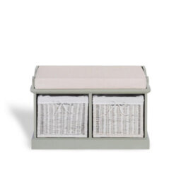 Statement Furniture Tetbury 2 White Wicker Basket And Cream Cushion Hallway Set - Sage Green - thumbnail 7