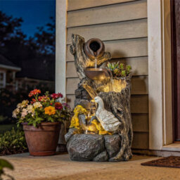 Outsunny 5-Tier Outdoor Waterfall Fountain, Water Feature With Led Lights - thumbnail 9
